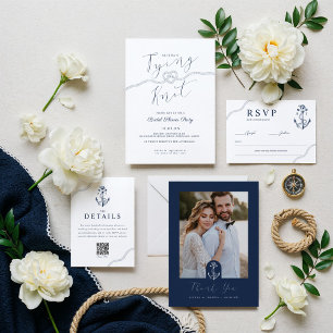 Nautische bestemming Wedding Boarding Pass Ticket Kaart