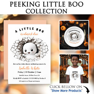 Little Boo Peeking Halloween Baby shower Kaart