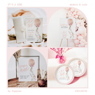 Eenvoudig ellefant en ballonmeisje Baby shower Dia Poster