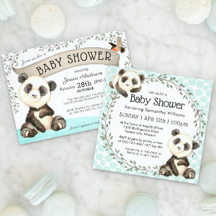 Schattige Panda Beren Square Baby shower Kaart