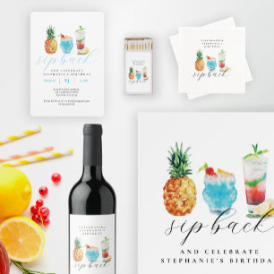 Zomerfeest Fruitcocktail Verjaardagsfeest Folie Uitnodiging