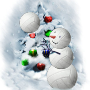 Volleyball Snowman Kerstmis Feestdagen Kaart