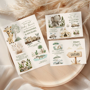 Foto Wild One Safari Dieren Boy Baby shower Bedankkaart