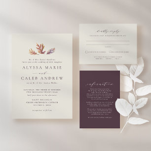 Herfst bladeren herfst bruiloft eenvoudige ontvang informatiekaartje