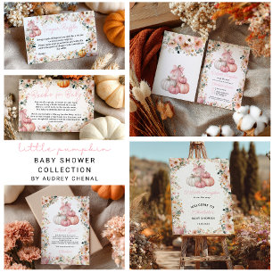 Little Pumpkin Pink Stack Herfst Floral Baby showe Bedankkaart