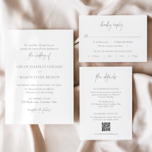 Chloe Grey Elegant Wedding RSVP Kaartje