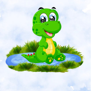 Cute Alligator in Pond Boy Baby shower Kaart