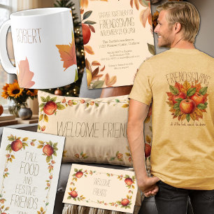 Friendsgiving Herfst Apple Oogst Waterverf Herfst Kaart