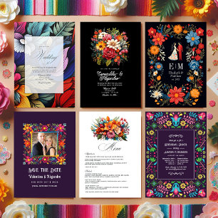 Fiesta Wedding Guest Details, Foto & QR-code Drieluik Uitnodiging