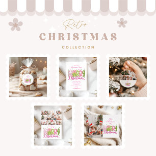 3 Foto Roze Groene Boog Boom Vrolijk Kerstfeest Feestdagenkaart