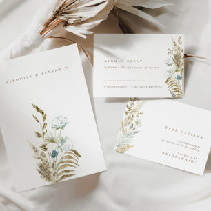 Elegant Waterverf Flowers Pampas Grass RSVP Card