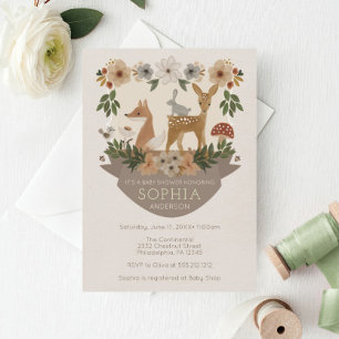 Modern Woodland Display Shower Baby shower Card Informatiekaartje