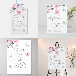 Schattigee vlinderbloemen Baby shower Vierkante Sticker