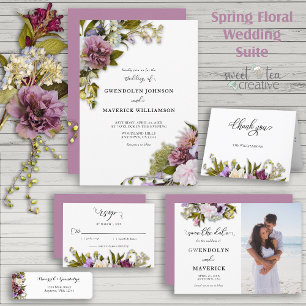 Spring Floral Greenery Geometrische bruiloft Kaart