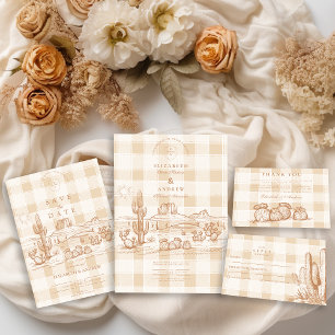 Boho Minimalistische Westerne Woestijnbruiloft Bedankkaart