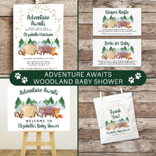Rustic Woodland Animals Baby per post Kaart