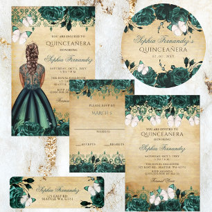 Budget Green Princess Quinceañera Uitnodiging