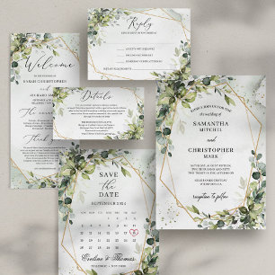 Moderne kalligrafie groen goud bruiloft brunch kaart