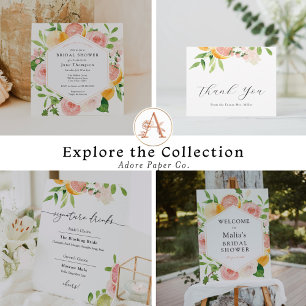 Elegante Citrus Floral Bridal Shower uitnodiging