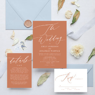 Terracotta Dusty Sinaasappel Elegant Boho White We RSVP Kaartje