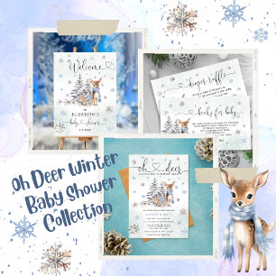 Oh Deer Woodland Blue Baby shower Kaart