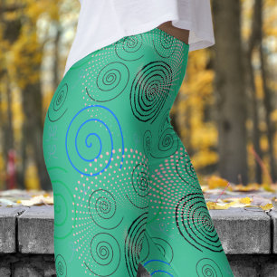 Trendy rode hypnotische wervelingen patroon leggings