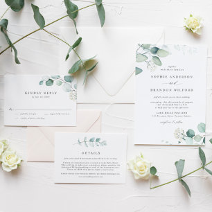 Boho Waterverf Eucalyptus Leaves Greenery Wedding Folie Uitnodiging