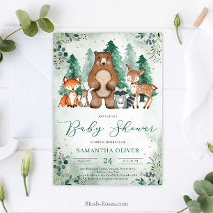Bosdieren bosgroen Baby shower Kaart