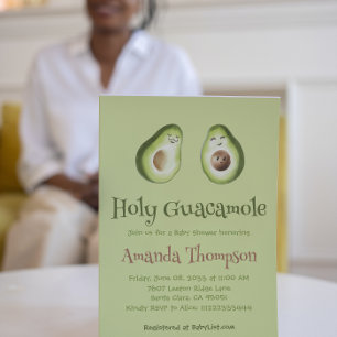 Heilige Guacamole Avocado Diaper Raffle Shower Informatiekaartje