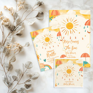 Hier komt de zoon gele zon papieren bordje