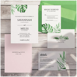 Uitnodiging tot Tropisch Groen Palm Leaf Lijst Wed