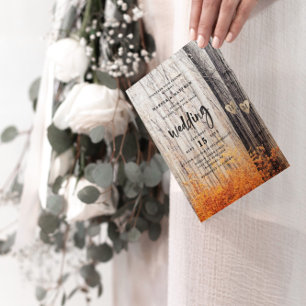 De twee geliefden gesneden bomen Herfst bos bruilo Kaart