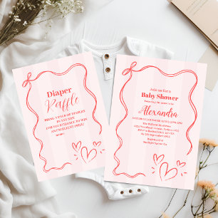 Roze Streep Coquette Bow Baby shower Servet