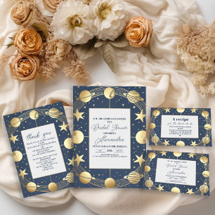 Navy Celestial Crescent Moon Vrijgezellenfeest Kaart