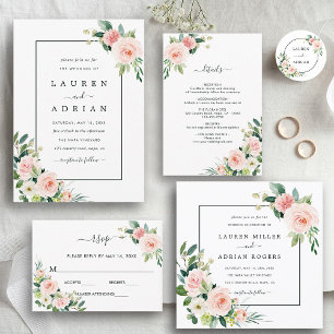 Blush Pink Bloom Wedding Ronde Sticker