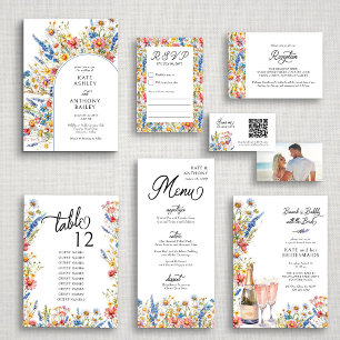 Land Wildbloem bruiloft receptie Informatiekaartje