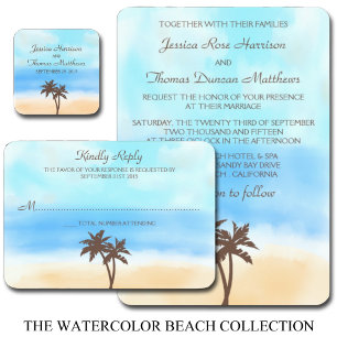 Het Waterverf Beach Wedding Collectie Magnetische Uitnodiging