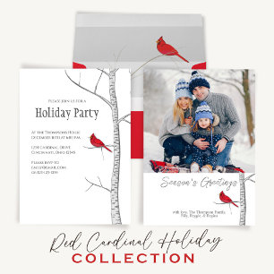 Rood kardinaal winterbos feestdagen kaart