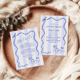 Whimsical Blue Doodle Lijst bruiloft Informatiekaartje