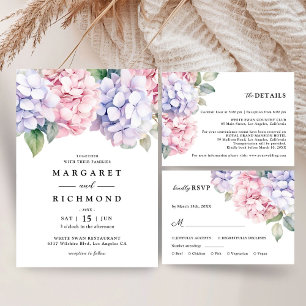 Trouwfeest met stoffige paarse roze hortensia servet