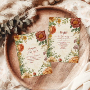 Terracotta Floral Baby in Bloom Baby shower Papieren Bordje