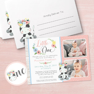 Baby Floral nummer één 1e verjaardag party klas Ronde Sticker