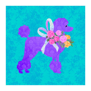 Paarse poedel meisjes verjaardagsmonster kaart