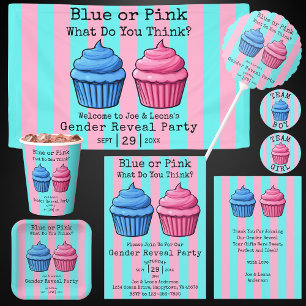'Team Boy' Blue Cupcake Geslacht onthullen Ronde Sticker