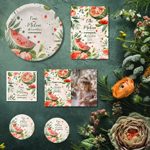 'One in a Melon' Leuk Watermeloen Meisje 1e Verjaa Cadeaupapier