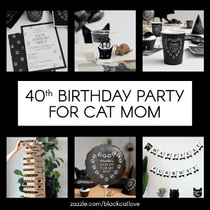 Black Cat Paw Print Hart Verjaardagsfeestje Pet Feesthoedjes