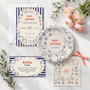 Navy Hondenkattenbakkerij Baby Shower Kaart
