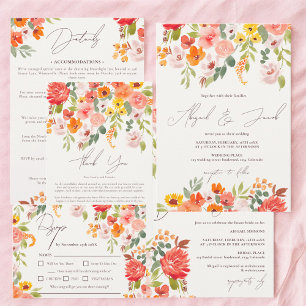 Boho herfst rustieke bloemenfoto bruiloft bedankkaart