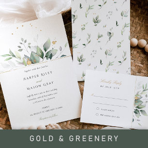 Elegante groen en gouden RSVP bruiloft Kaart