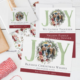 Southern Floral Katoen Kerstdiner uitnodiging